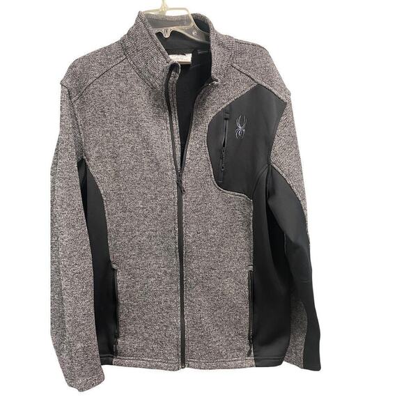 Spyder Gray Black Bandit Fleece Jacket Full Zip Mens XL Polar Marble - Picture 1 of 5